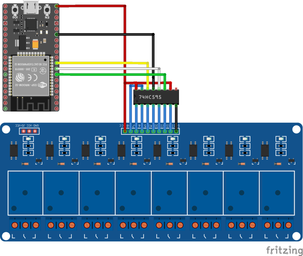 Controlling 8 Relays With Esp32 And Shift Register • Aranacorp 6794